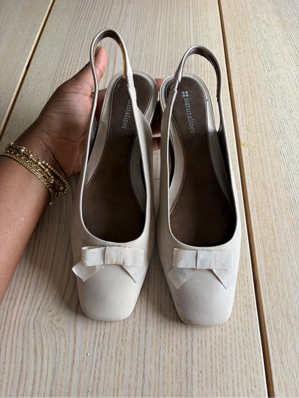 Naturalizer Cream Bow Slingback Mules